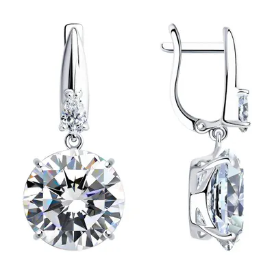 Серьги из серебра с фианитами из серебро