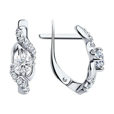 Серьги из серебра с фианитами из серебро