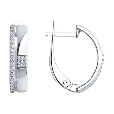 Серьги из серебра с фианитами из серебро