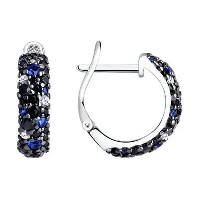 Серьги из серебра с фианитами из серебро