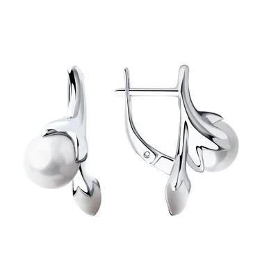 Серьги из серебра с эмалью и жемчугом из серебро