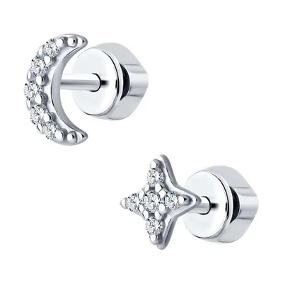 Серьги из серебра с фианитами из серебро