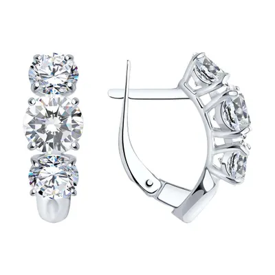 Серьги из серебра с фианитами из серебро