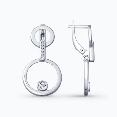 Серьги из серебра с фианитами из серебро