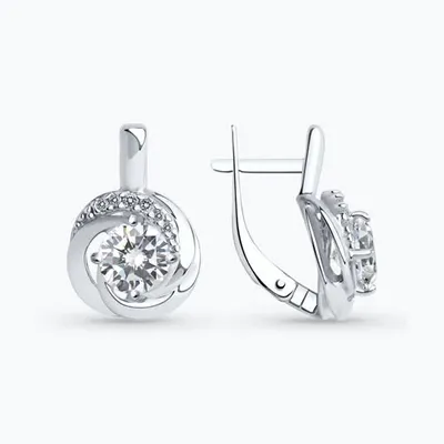 Серьги из серебра с фианитами из серебро