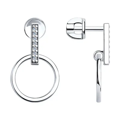 Серьги из серебра с фианитами из серебро