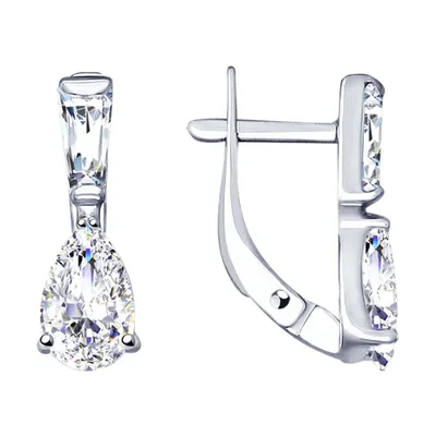 Серьги из серебра с фианитами из серебро