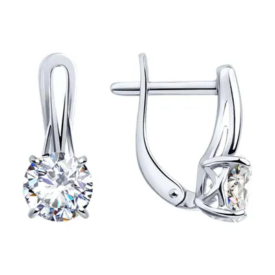 Серьги из серебра с фианитами из серебро