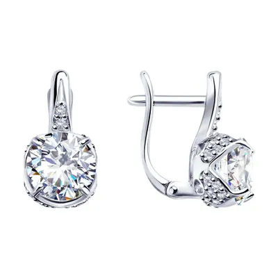 Серьги из серебра с фианитами из серебро