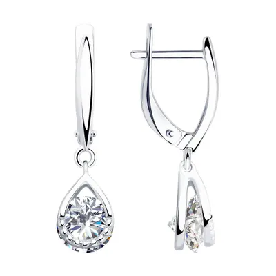 Серьги из серебра с фианитами из серебро