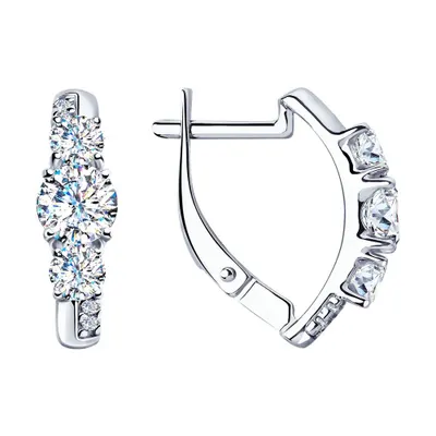 Серьги из серебра с фианитами из серебро
