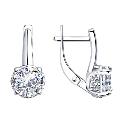 Серьги из серебра с фианитами из серебро