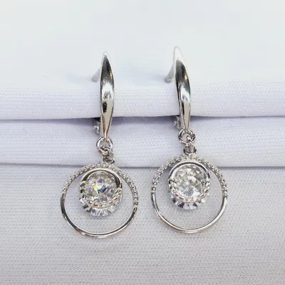 Серьги из серебра с фианитами из серебро