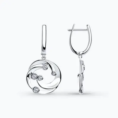 Серьги из серебра с фианитами из серебро