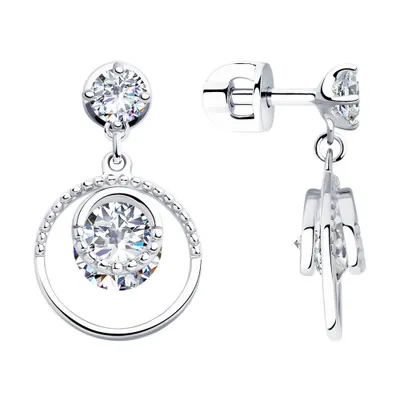 Серьги из серебра с фианитами из серебро