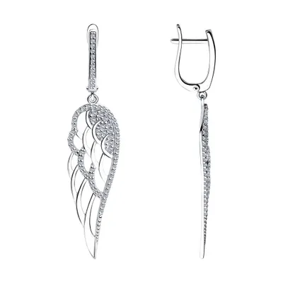 Серьги из серебра с фианитами из серебро