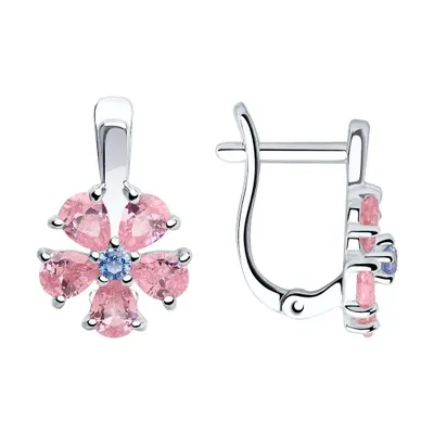 Серьги из серебра с фианитами из серебро