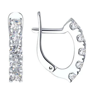 Серьги из серебра с фианитами из серебро
