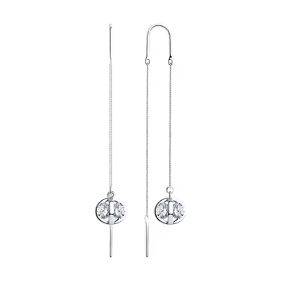 Серьги из серебра с фианитами из серебро