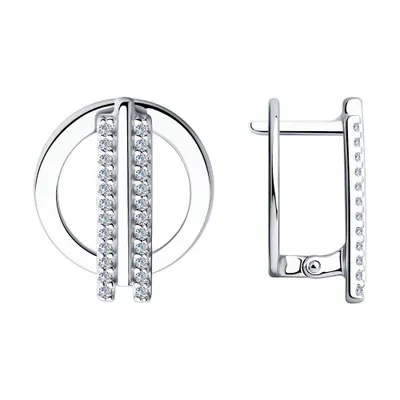 Серьги из серебра с фианитами из серебро