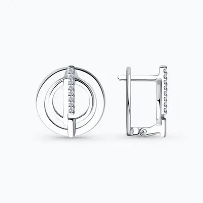 Серьги из серебра с фианитами из серебро