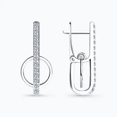 Серьги из серебра с фианитами из серебро