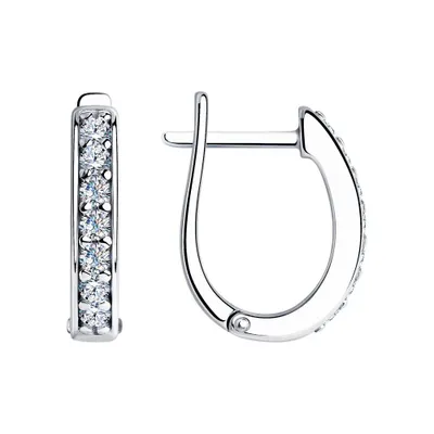 Серьги из серебра с фианитами из серебро