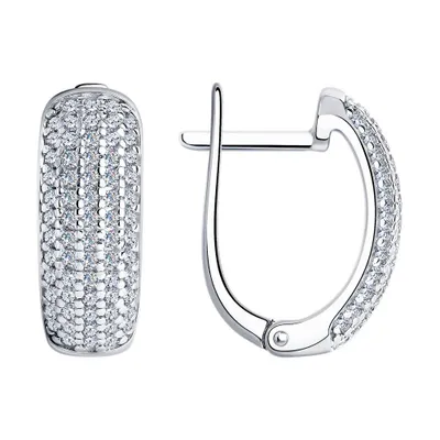 Серьги из серебра с фианитами из серебро