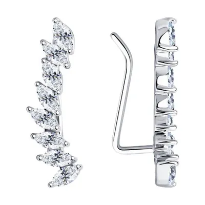 Серьги из серебра с фианитами из серебро