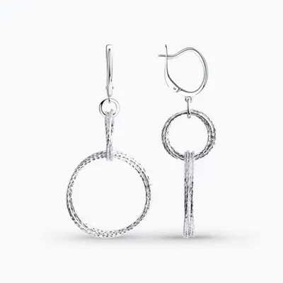 Серьги из серебра с алмазной гранью из серебро