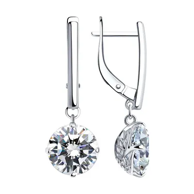 Серьги из серебра с фианитами из серебро