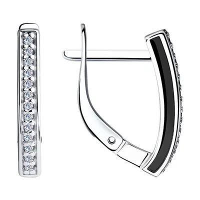 Серьги из серебра с фианитами и эмалью из серебро