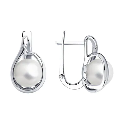 Серьги из серебра с жемчугом из серебро