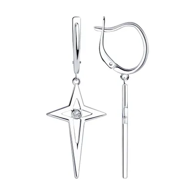 Серьги из серебра с фианитами из серебро