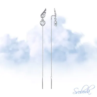 Серьги из серебра с фианитами из серебро