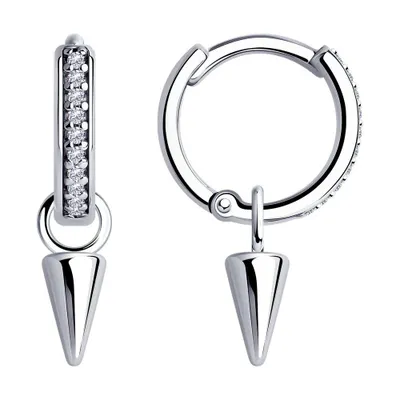 Серьги из серебра с фианитами из серебро