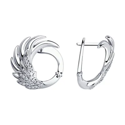 Серьги из серебра с фианитами из серебро