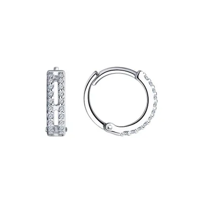 Серьги из серебра с фианитами из серебро