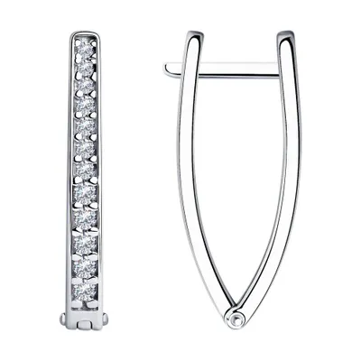 Серьги из серебра с фианитами из серебро