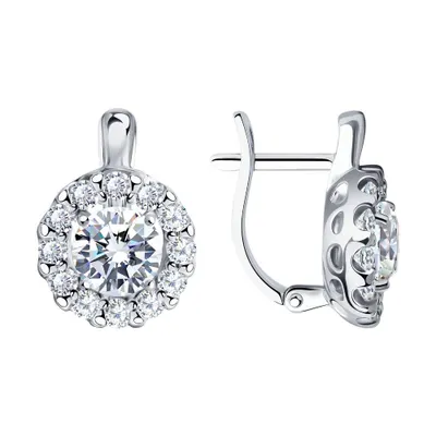 Серьги из серебра с фианитами из серебро