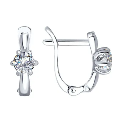 Серьги из серебра с фианитами из серебро