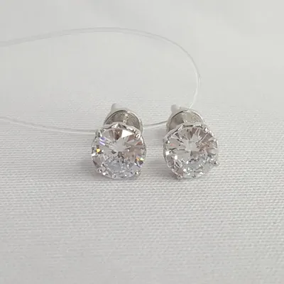 Серьги из серебра с фианитами из серебро