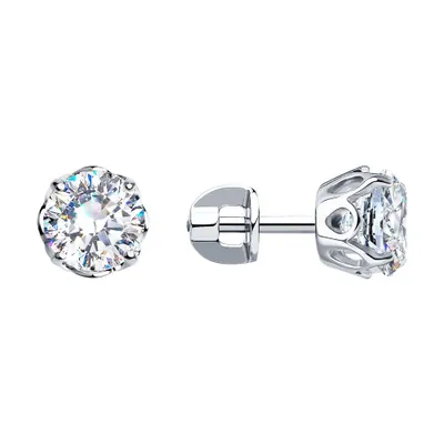 Серьги из серебра с фианитами из серебро