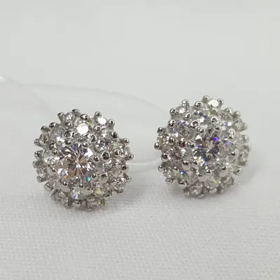 Серьги из серебра с фианитами из серебро