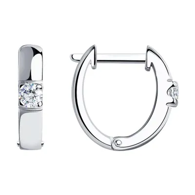 Серьги из серебра с фианитами из серебро