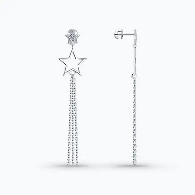 Серьги из серебра с фианитами из серебро