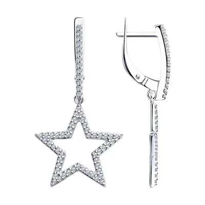 Серьги из серебра с фианитами из серебро