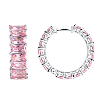 Серьги из серебра с фианитами из серебро