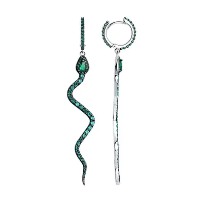 Серьги из серебра с фианитами из серебро