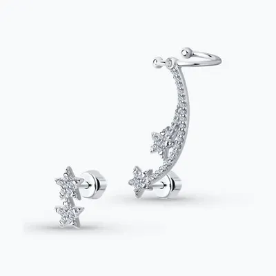 Серьги из серебра с фианитами из серебро